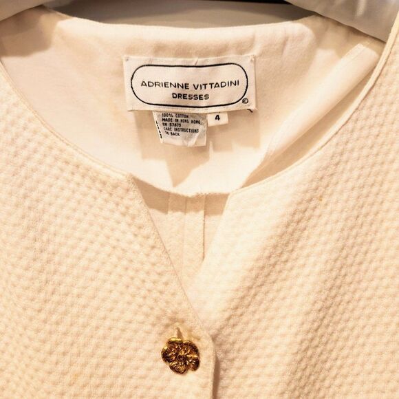 Adrienne Vittadini White Sleeveless Textured Midi Dress Sz 4 - Picture 4 of 4